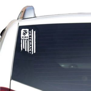 Veteran American Flag Car Decal Bumper Sticker (2 pc set)